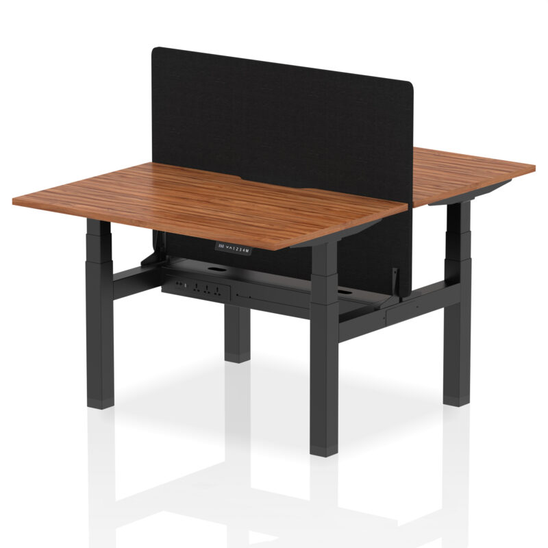 Brisk Back-to-Back Scalloped Edge Height Adjustable Bench Desk - 2 Person with Black Straight Screen - Image 13