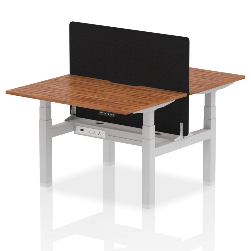 Brisk Back-to-Back Scalloped Edge Height Adjustable Bench Desk - 2 Person with Black Straight Screen - Image 14