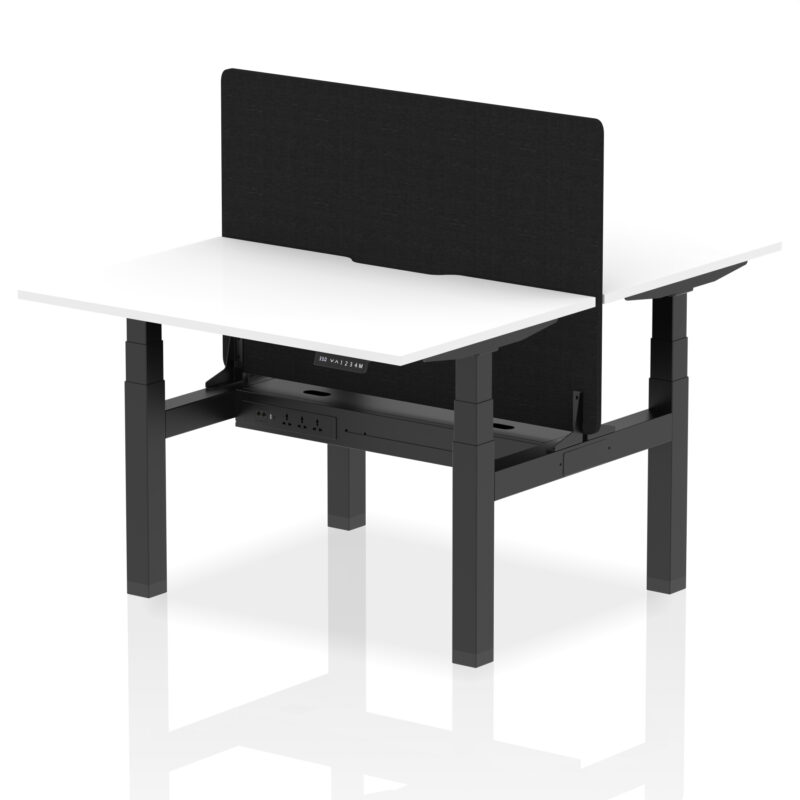 Brisk Back-to-Back Scalloped Edge Height Adjustable Bench Desk - 2 Person with Black Straight Screen - Image 16