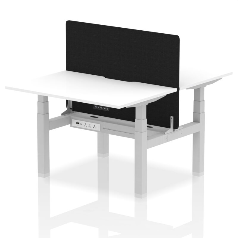 Brisk Back-to-Back Scalloped Edge Height Adjustable Bench Desk - 2 Person with Black Straight Screen - Image 17