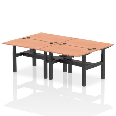 Brisk Back-to-Back Height Adjustable Bench Desk - 4 Person