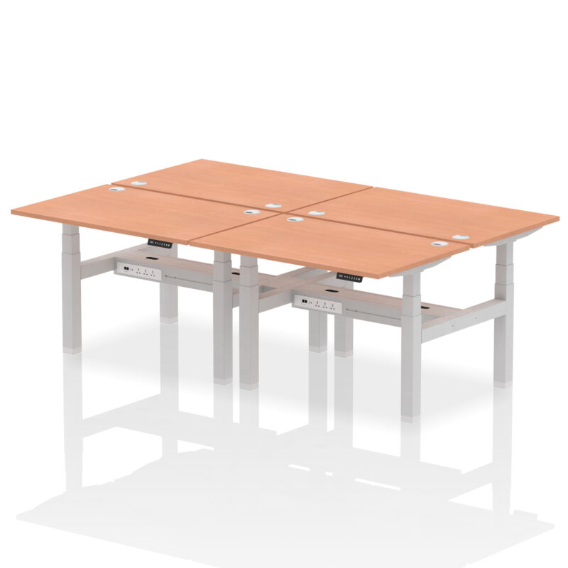 Brisk Back-to-Back Height Adjustable Bench Desk - 4 Person - Image 2