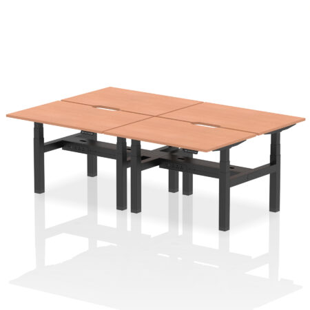 Brisk Back-to-Back Scalloped Edge Height Adjustable Bench Desk - 4 Person