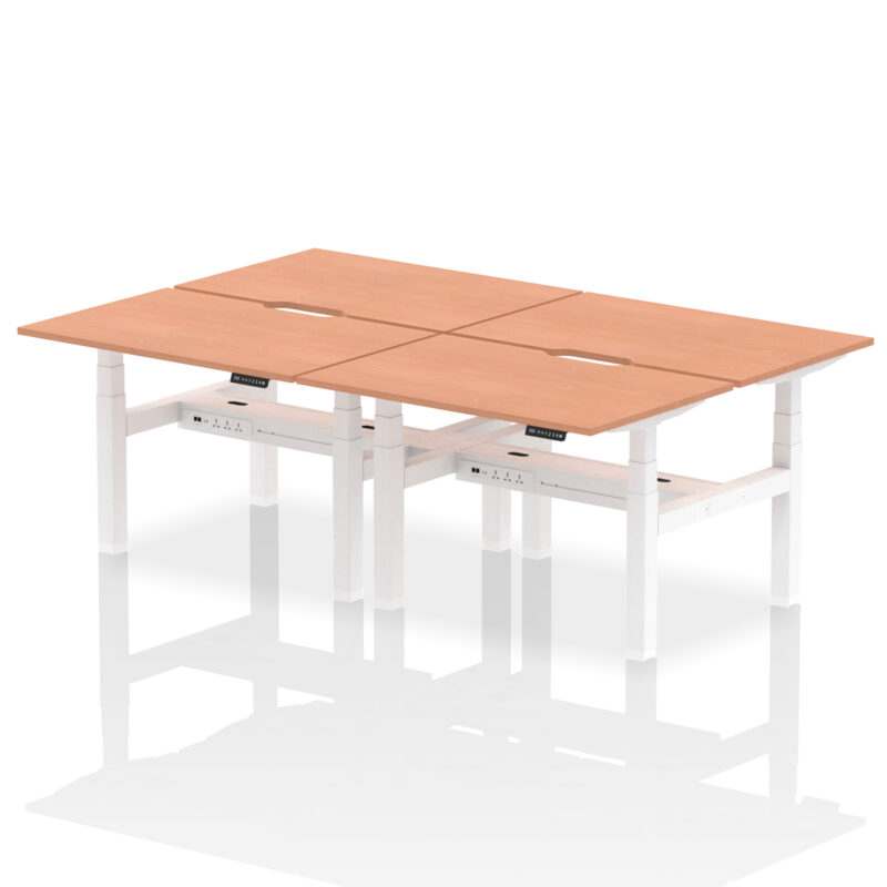 Brisk Back-to-Back Scalloped Edge Height Adjustable Bench Desk - 4 Person - Image 3