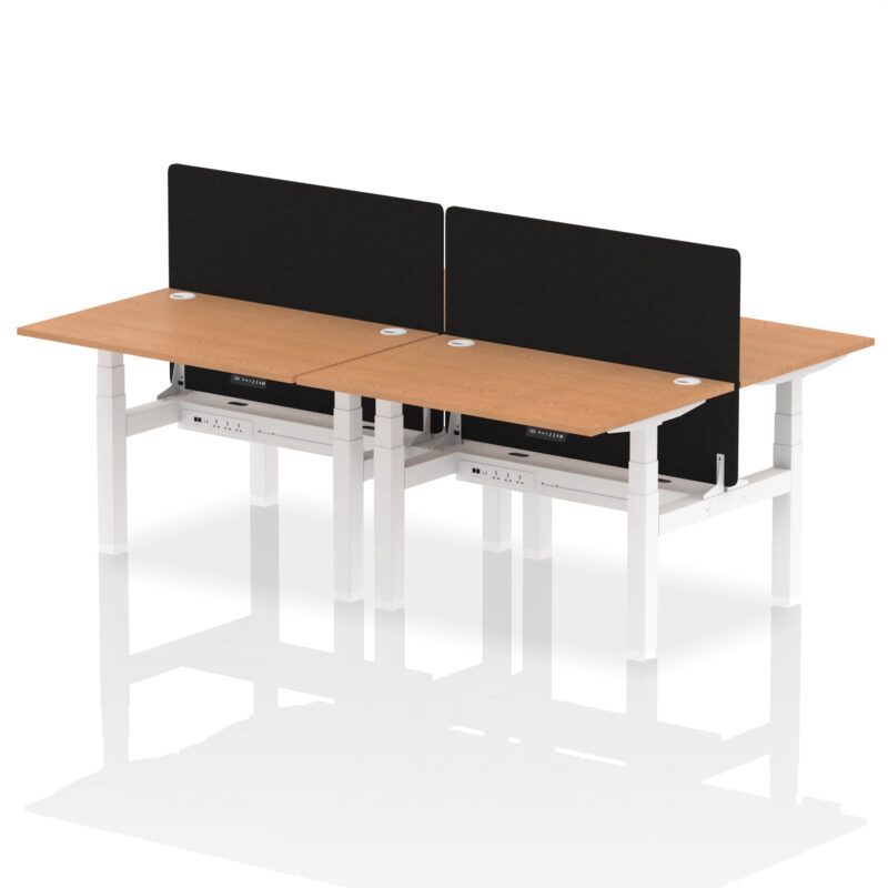 Brisk Back-to-Back Height Adjustable Bench Desk - 4 Person with Black Straight Screen - Image 15