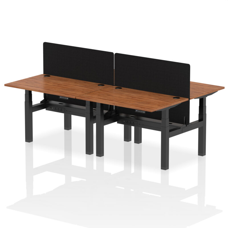 Brisk Back-to-Back Height Adjustable Bench Desk - 4 Person with Black Straight Screen - Image 16