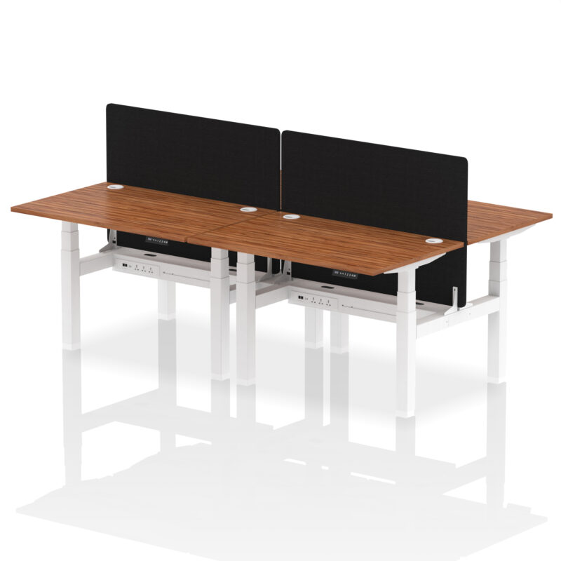 Brisk Back-to-Back Height Adjustable Bench Desk - 4 Person with Black Straight Screen - Image 18