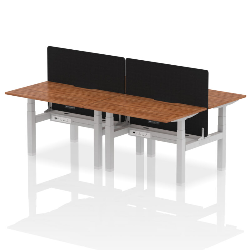 Brisk Back-to-Back Scalloped Edge Height Adjustable Bench Desk - 4 Person with Black Straight Screen - Image 14