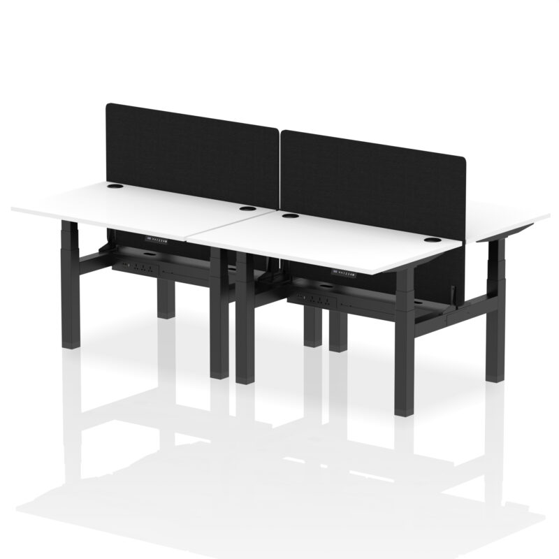 Brisk Back-to-Back Height Adjustable Bench Desk - 4 Person with Black Straight Screen - Image 19