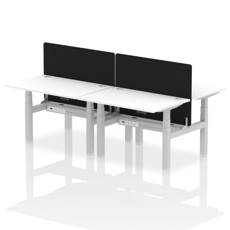 Brisk Back-to-Back Height Adjustable Bench Desk - 4 Person with Black Straight Screen - Image 20