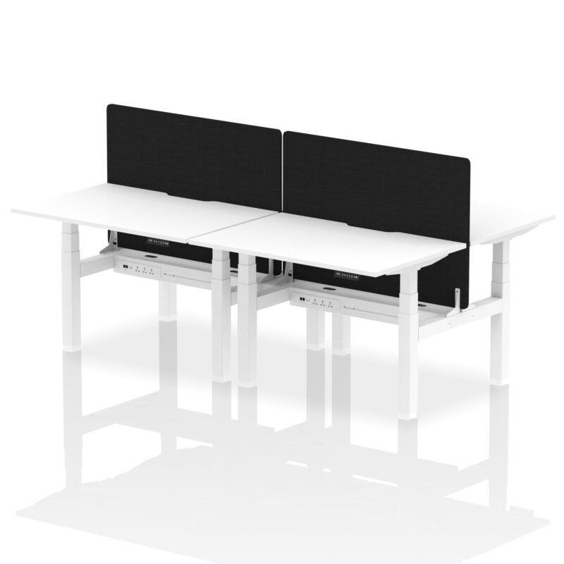 Brisk Back-to-Back Scalloped Edge Height Adjustable Bench Desk - 4 Person with Black Straight Screen - Image 18