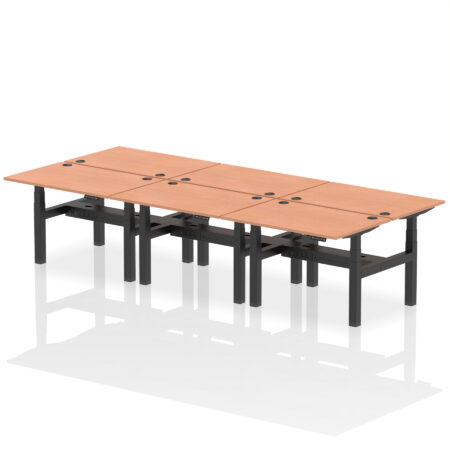 Brisk Back-to-Back Height Adjustable Bench Desk - 6 Person