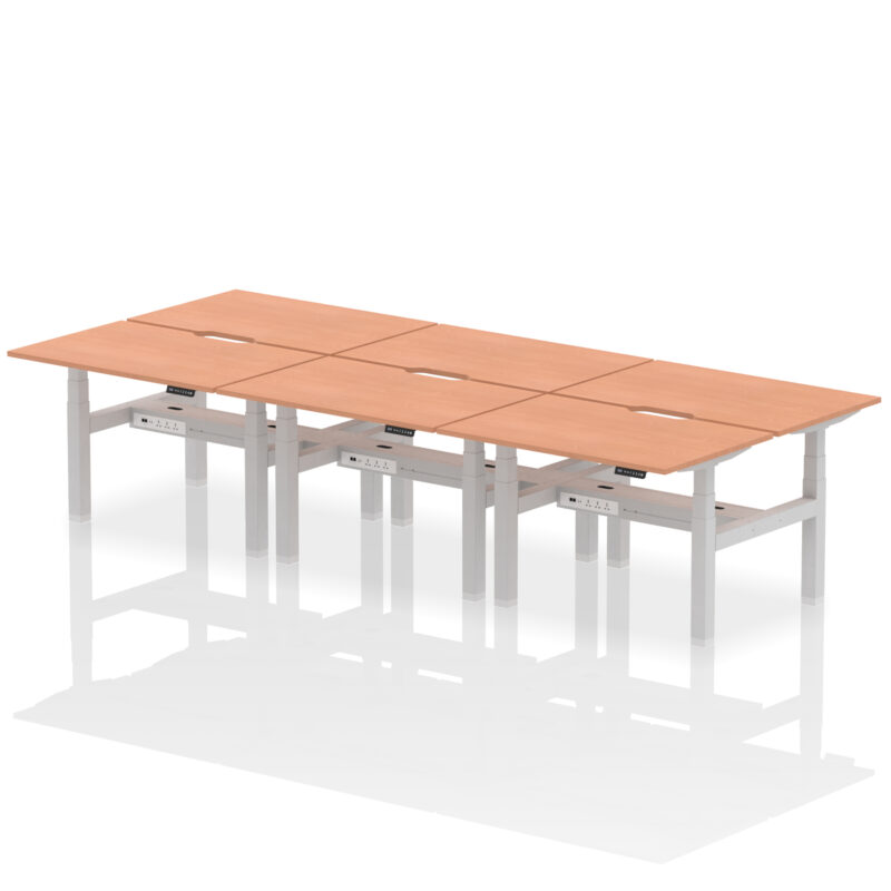 Brisk Back-to-Back Scalloped Edge Height Adjustable Bench Desk - 6 Person - Image 2