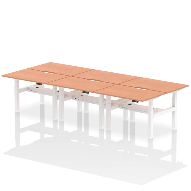 Brisk Back-to-Back Scalloped Edge Height Adjustable Bench Desk - 6 Person - Image 3