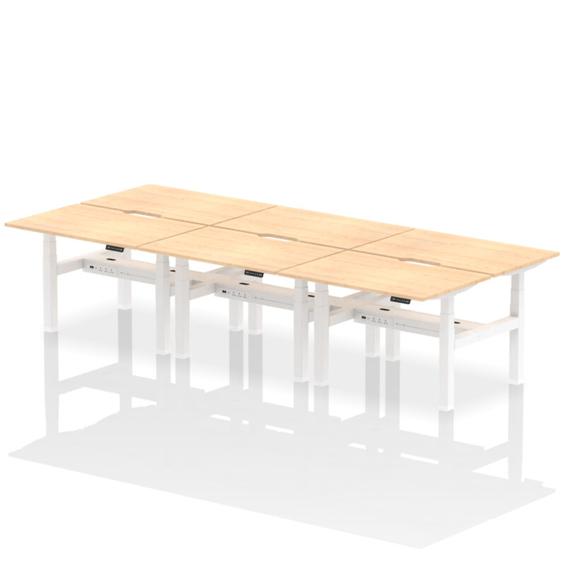 Brisk Back-to-Back Scalloped Edge Height Adjustable Bench Desk - 6 Person - Image 9