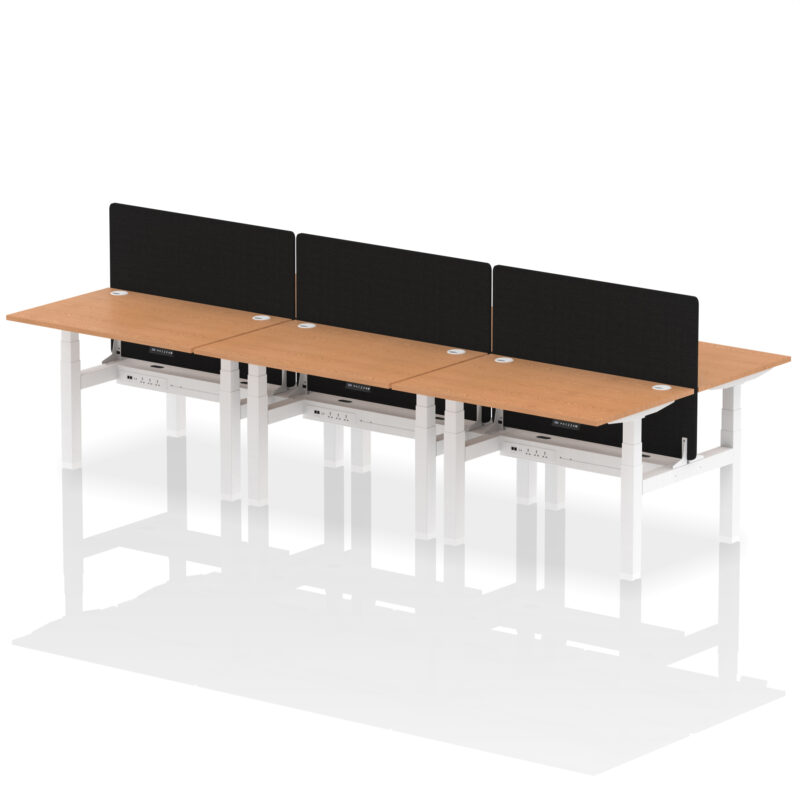 Brisk Back-to-Back Height Adjustable Bench Desk - 6 Person with Black Straight Screen - Image 15