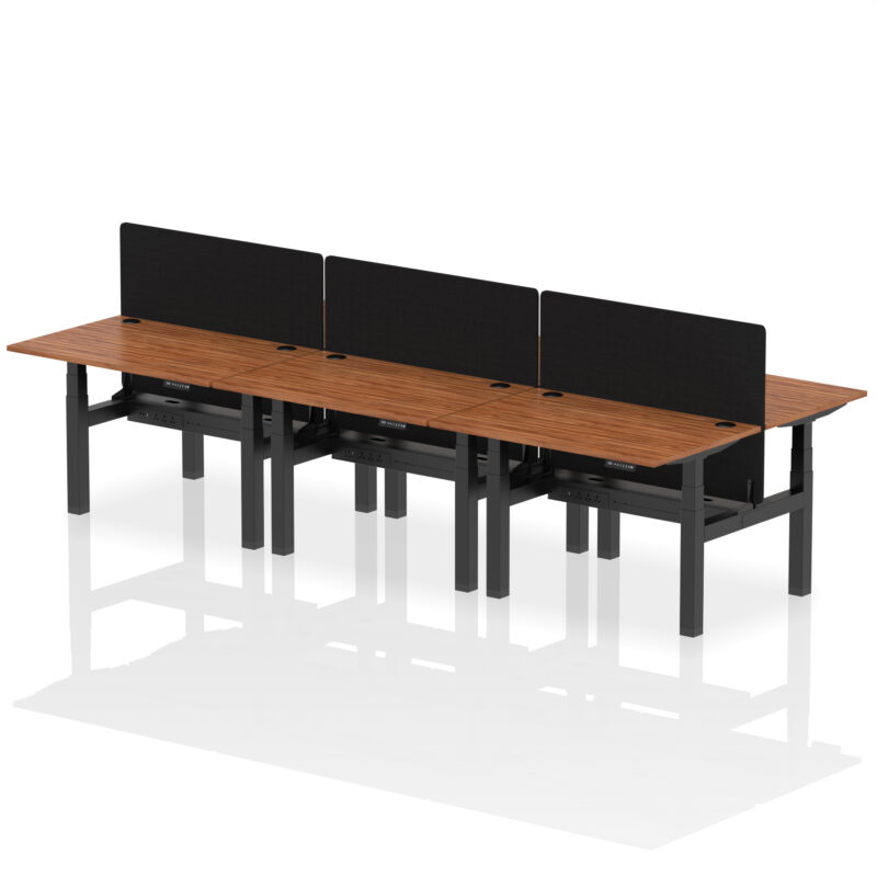 Brisk Back-to-Back Height Adjustable Bench Desk - 6 Person with Black Straight Screen - Image 16