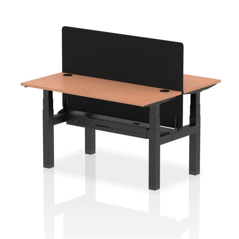Brisk Back-to-Back Slimline Height Adjustable Bench Desk - 2 Person with Black Straight Screen - Image 22