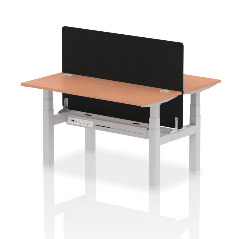 Brisk Back-to-Back Slimline Height Adjustable Bench Desk - 2 Person with Black Straight Screen - Image 23