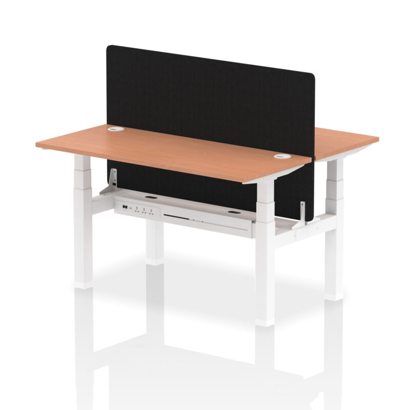 Brisk Back-to-Back Slimline Height Adjustable Bench Desk - 2 Person with Black Straight Screen - Image 24