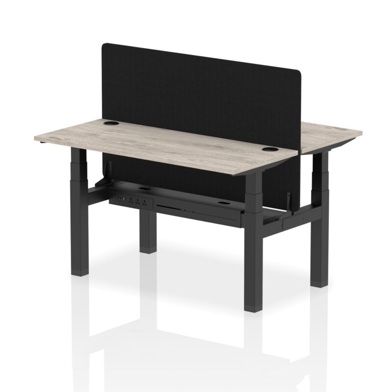Brisk Back-to-Back Slimline Height Adjustable Bench Desk - 2 Person with Black Straight Screen - Image 28