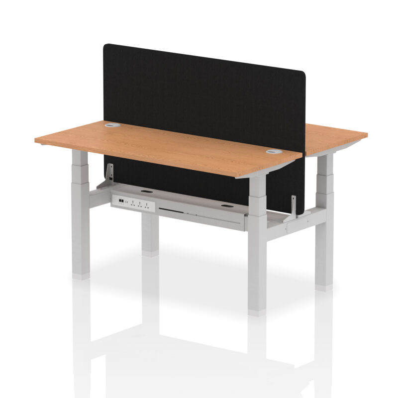 Brisk Back-to-Back Slimline Height Adjustable Bench Desk - 2 Person with Black Straight Screen - Image 35