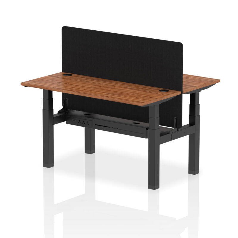 Brisk Back-to-Back Slimline Height Adjustable Bench Desk - 2 Person with Black Straight Screen - Image 37