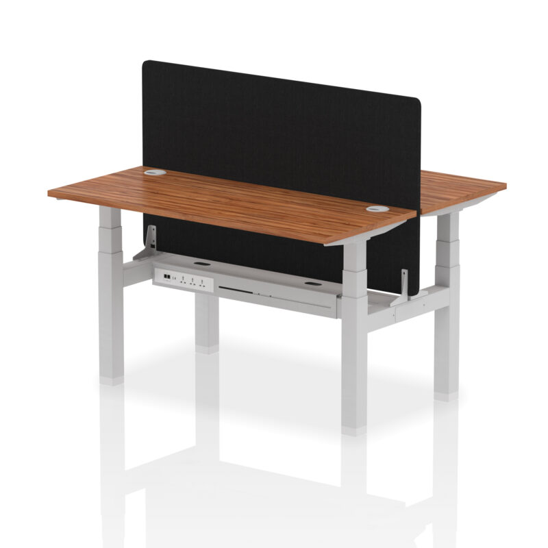 Brisk Back-to-Back Slimline Height Adjustable Bench Desk - 2 Person with Black Straight Screen - Image 38