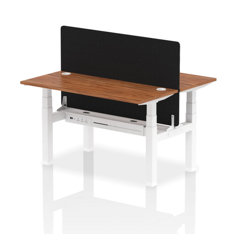 Brisk Back-to-Back Slimline Height Adjustable Bench Desk - 2 Person with Black Straight Screen - Image 39