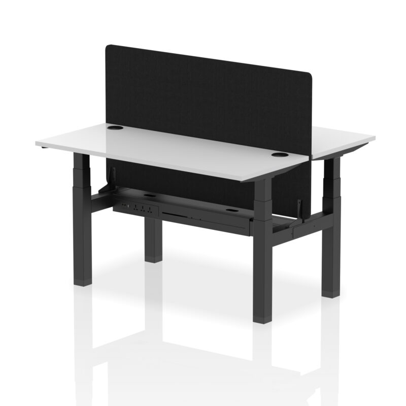 Brisk Back-to-Back Slimline Height Adjustable Bench Desk - 2 Person with Black Straight Screen - Image 40