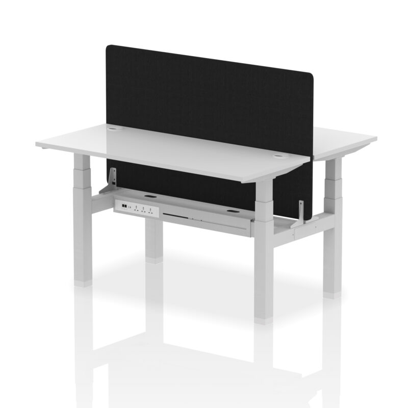 Brisk Back-to-Back Slimline Height Adjustable Bench Desk - 2 Person with Black Straight Screen - Image 41