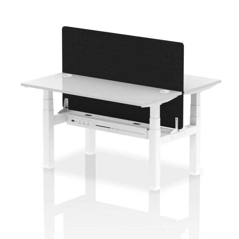 Brisk Back-to-Back Slimline Height Adjustable Bench Desk - 2 Person with Black Straight Screen - Image 42