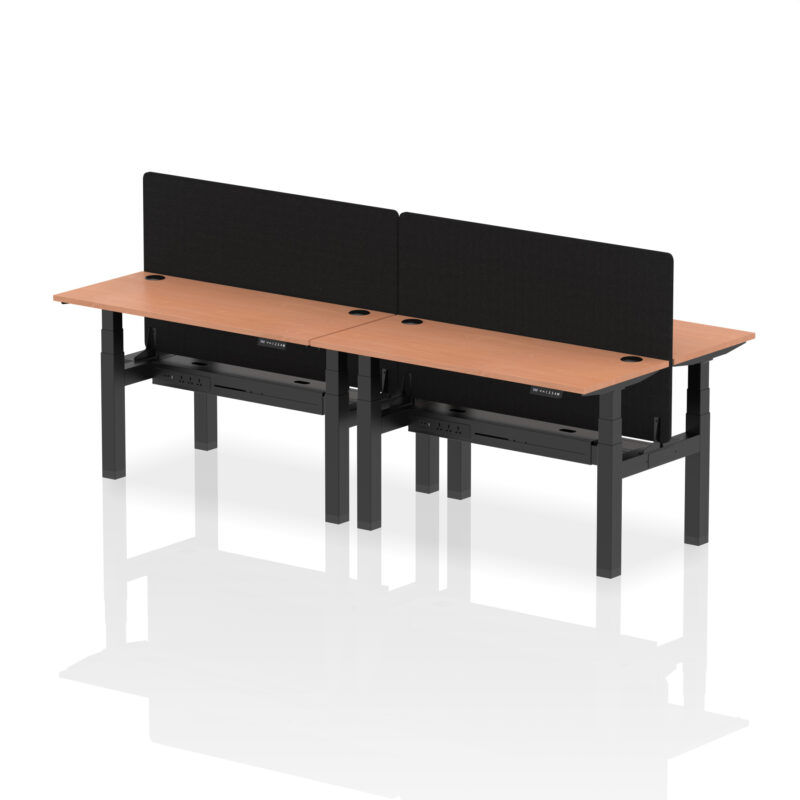 Brisk Back-to-Back Slimline Height Adjustable Bench Desk - 4 Person with Black Straight Screen - Image 22