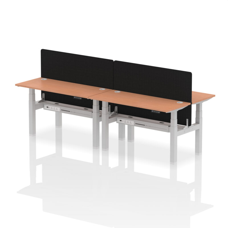 Brisk Back-to-Back Slimline Height Adjustable Bench Desk - 4 Person with Black Straight Screen - Image 23