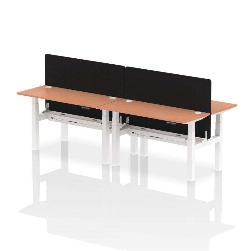Brisk Back-to-Back Slimline Height Adjustable Bench Desk - 4 Person with Black Straight Screen - Image 24