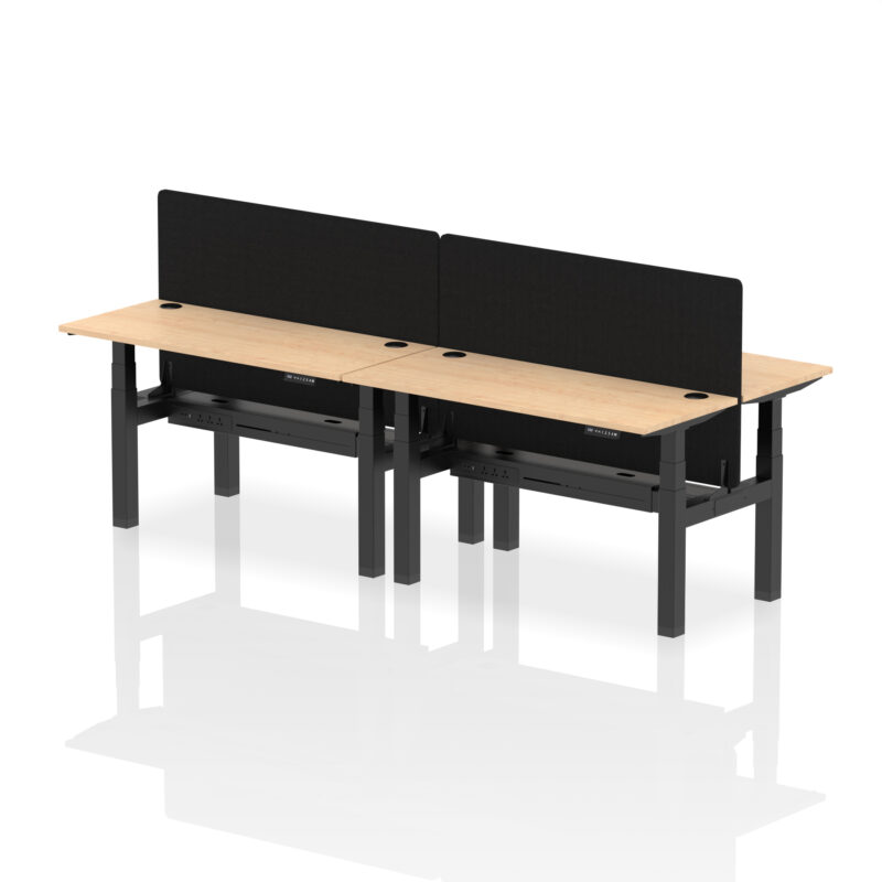 Brisk Back-to-Back Slimline Height Adjustable Bench Desk - 4 Person with Black Straight Screen - Image 31