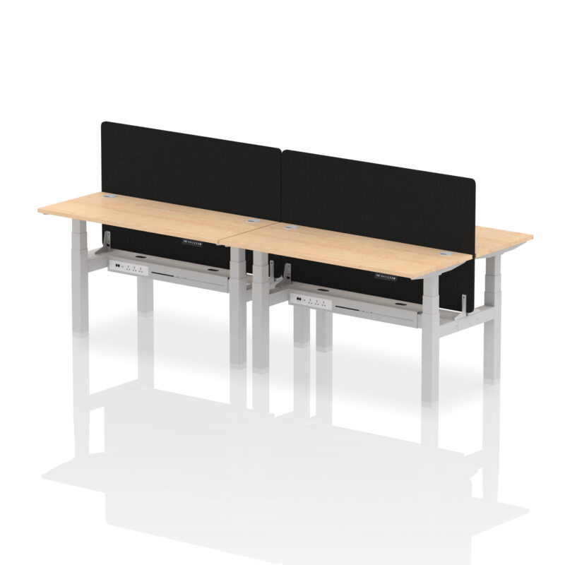 Brisk Back-to-Back Slimline Height Adjustable Bench Desk - 4 Person with Black Straight Screen - Image 32