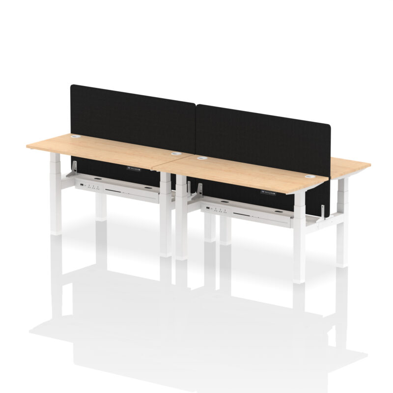 Brisk Back-to-Back Slimline Height Adjustable Bench Desk - 4 Person with Black Straight Screen - Image 33