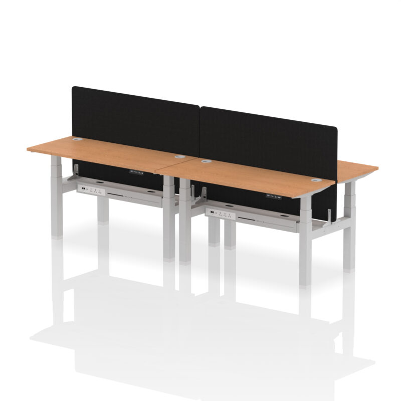 Brisk Back-to-Back Slimline Height Adjustable Bench Desk - 4 Person with Black Straight Screen - Image 35