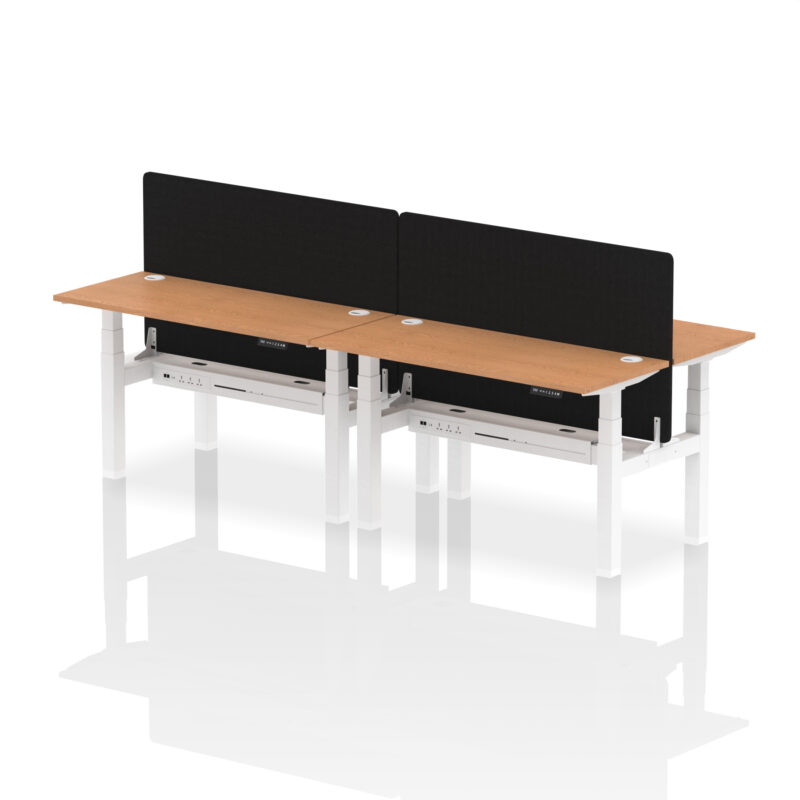 Brisk Back-to-Back Slimline Height Adjustable Bench Desk - 4 Person with Black Straight Screen - Image 36