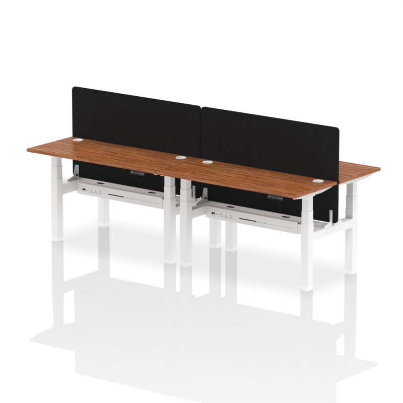Brisk Back-to-Back Slimline Height Adjustable Bench Desk - 4 Person with Black Straight Screen - Image 39