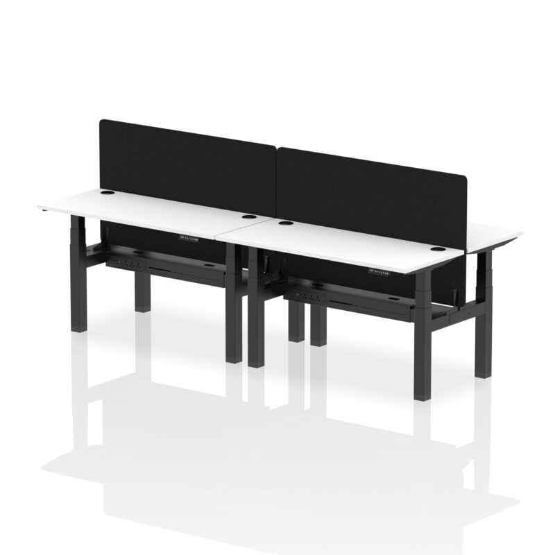 Brisk Back-to-Back Slimline Height Adjustable Bench Desk - 4 Person with Black Straight Screen - Image 40