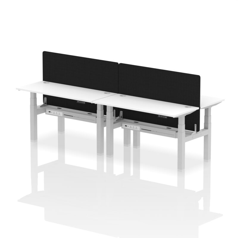 Brisk Back-to-Back Slimline Height Adjustable Bench Desk - 4 Person with Black Straight Screen - Image 41