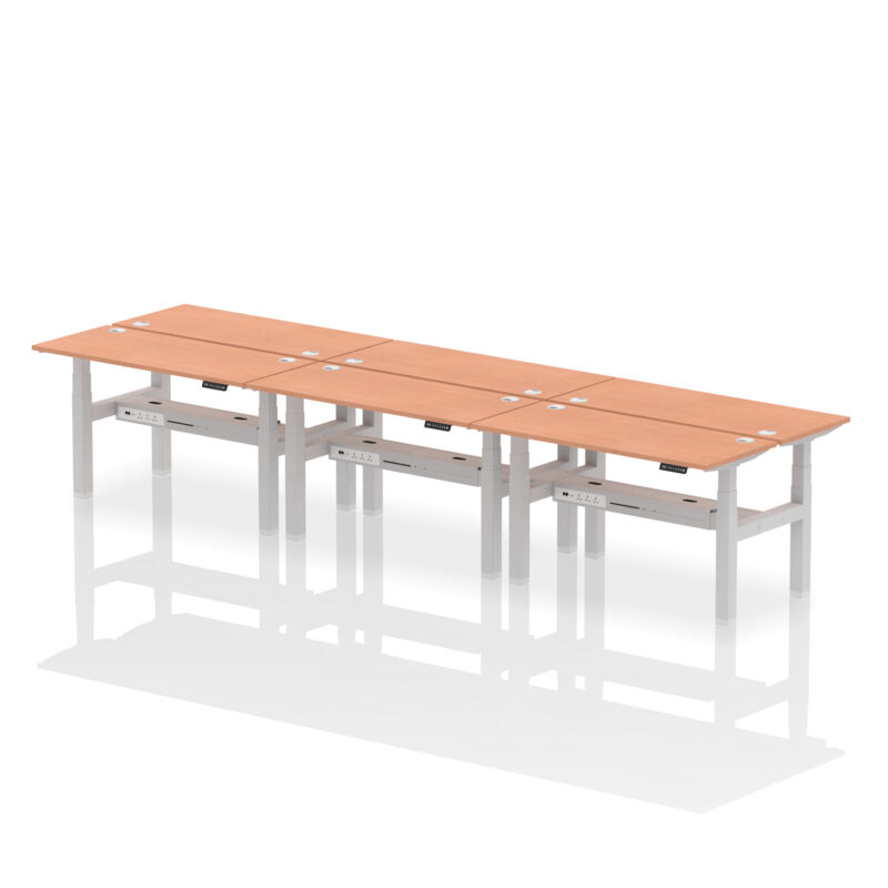 Brisk Back-to-Back Slimline Height Adjustable Bench Desk - 6 Person - Image 23