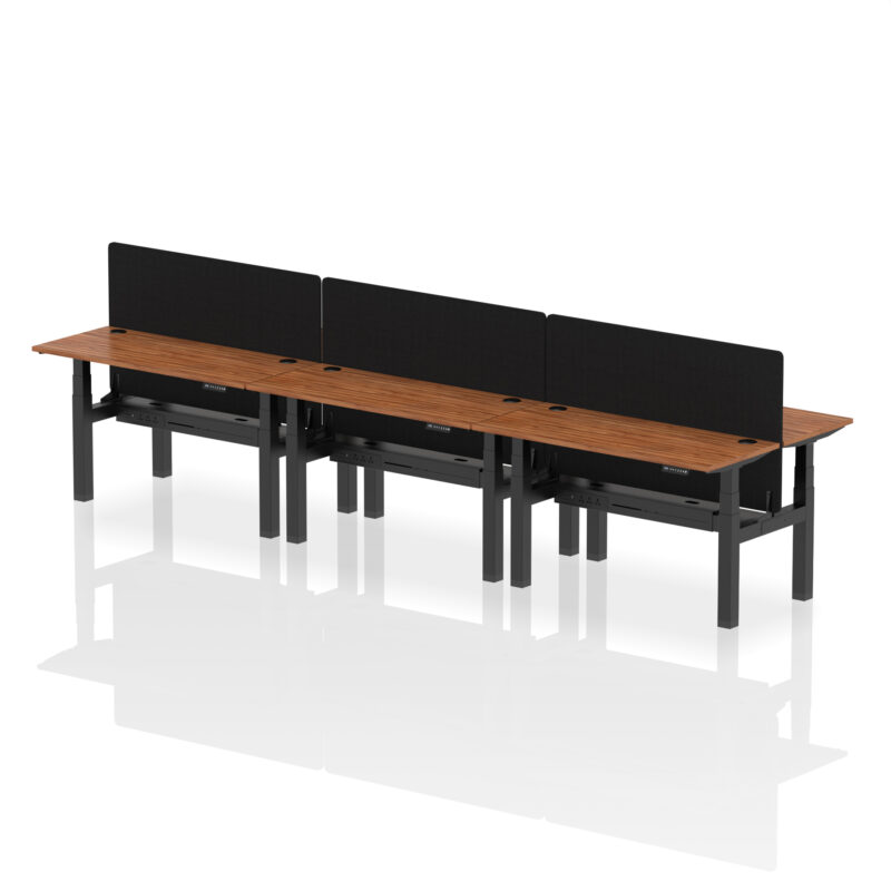 Brisk Back-to-Back Slimline Height Adjustable Bench Desk - 6 Person with Black Straight Screen - Image 37