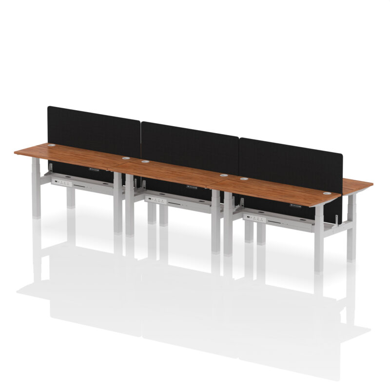 Brisk Back-to-Back Slimline Height Adjustable Bench Desk - 6 Person with Black Straight Screen - Image 38