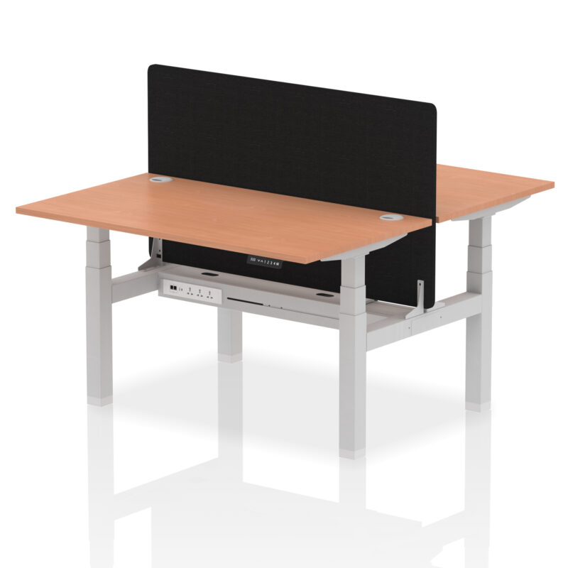 Brisk Back-to-Back Height Adjustable Bench Desk - 2 Person with Black Straight Screen - Image 23
