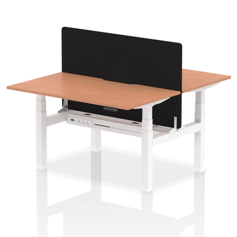 Brisk Back-to-Back Scalloped Edge Height Adjustable Bench Desk - 2 Person with Black Straight Screen - Image 21