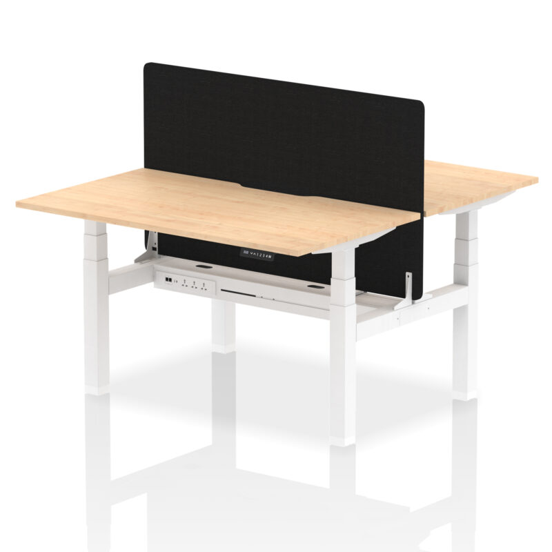 Brisk Back-to-Back Scalloped Edge Height Adjustable Bench Desk - 2 Person with Black Straight Screen - Image 27