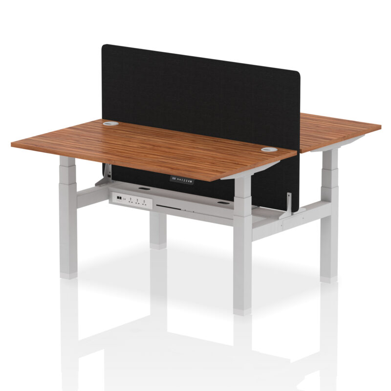 Brisk Back-to-Back Height Adjustable Bench Desk - 2 Person with Black Straight Screen - Image 38